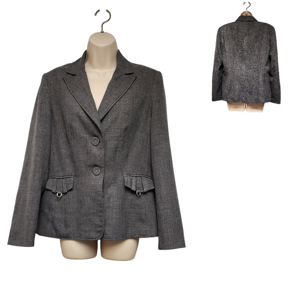 Signature By Larry Levine Single Breasted Blazer Color Gray Size 12 - Picture 1 of 6